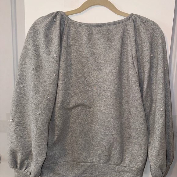 LOFT Gray Pearl Stud Sweatshirt | Size Small - Picture 5 of 7